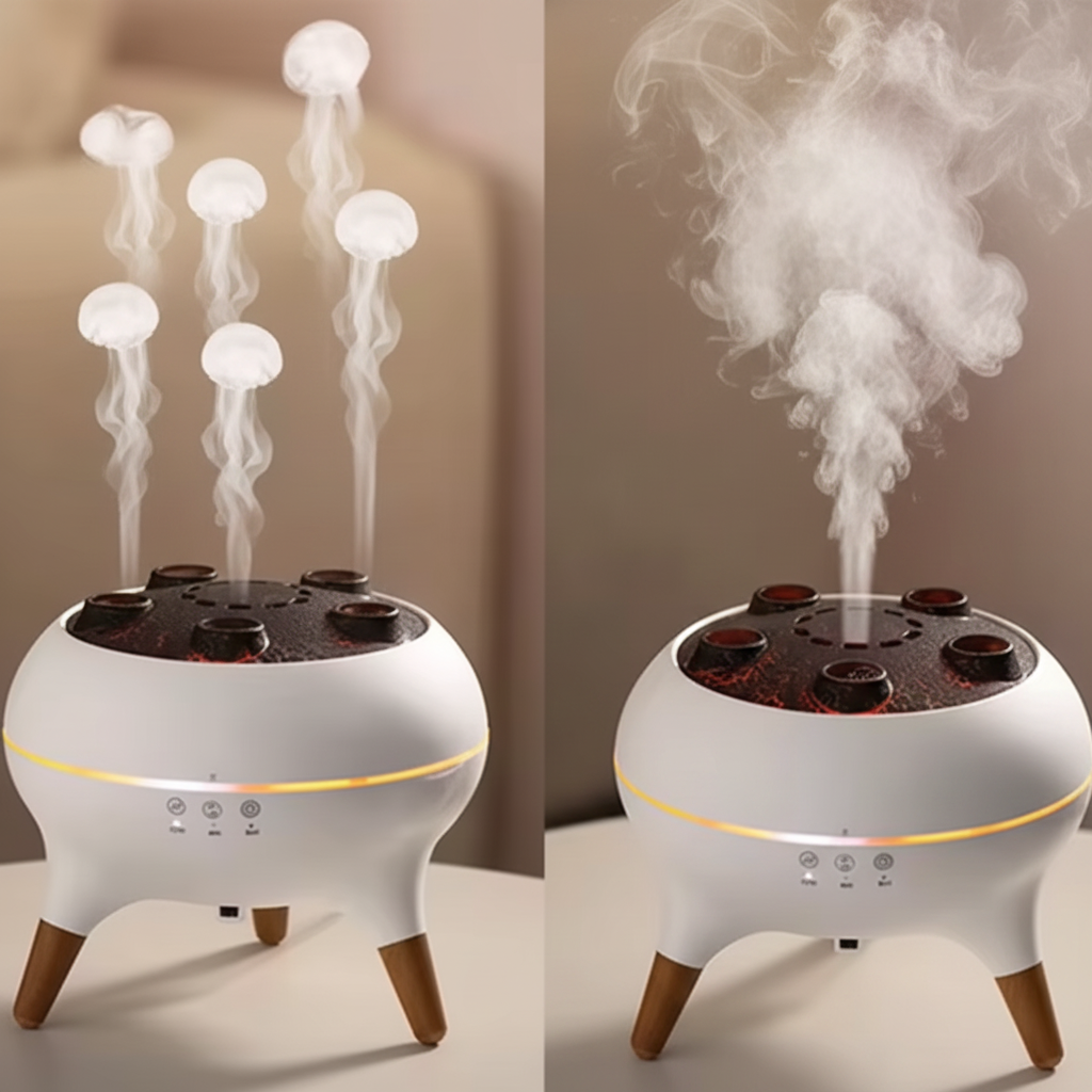 Jellyfish humidifier dual view showing mist modes